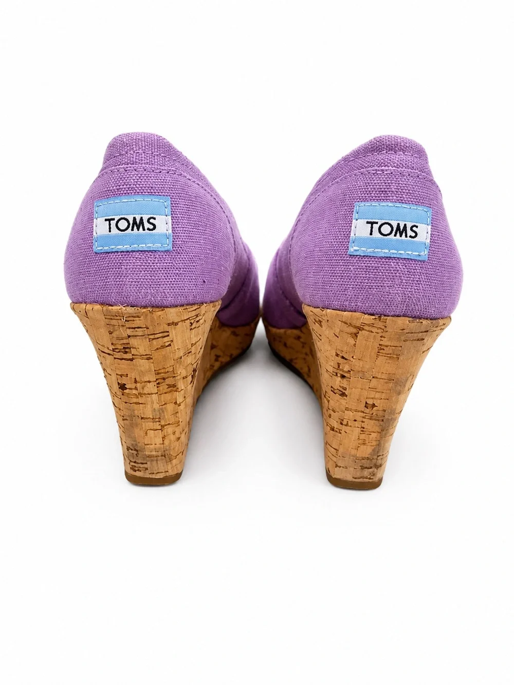 Toms Lilac Canvas Peep-Toe Cork Wedges